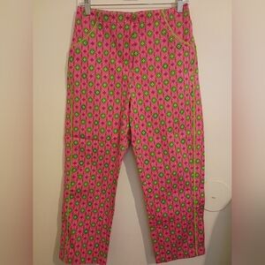 Vanity Pink‎ and Green Patterned Cropped Pants Sz M